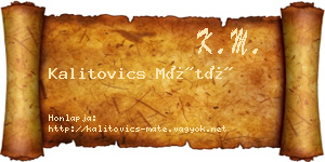 Kalitovics Máté névjegykártya